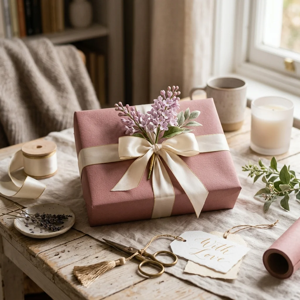 ライラックを添えた贈り物